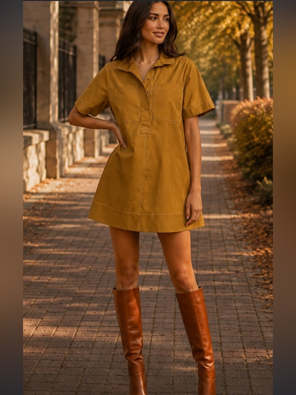 Anthropologie The Jeannie Short-Sleeve shirt Dress Mini Dress by Maeve